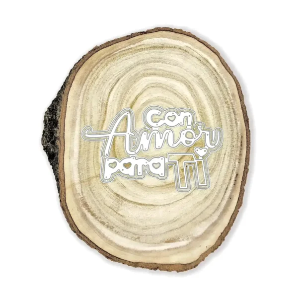 Troquel texto “Con amor para ti”, 130 × 75 mm; ideal para tarjetas románticas, títulos y toppers; compatible con Big Shot