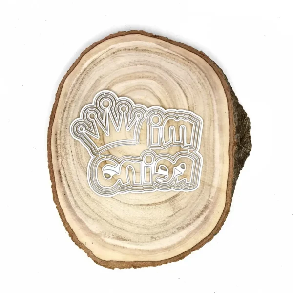 Troquel texto Mi Reina con corona; tamaño 125×100 mm; ideal para tarjetas románticas, cumpleaños y Día de las Madres; compatible con Big Shot