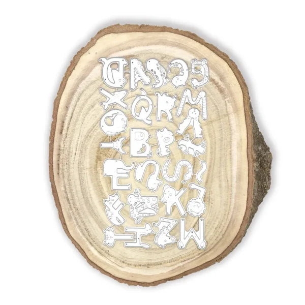 Troquel suaje abecedario con animales, tamaño de la letra M 25x25 mm