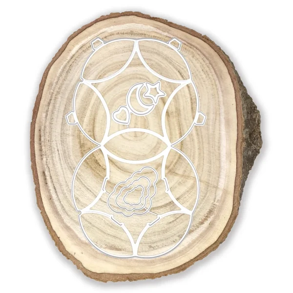 Troquel suaje caja 3D tipo almohada con forma de adorno navideño, tamaño 85x85x25 mm