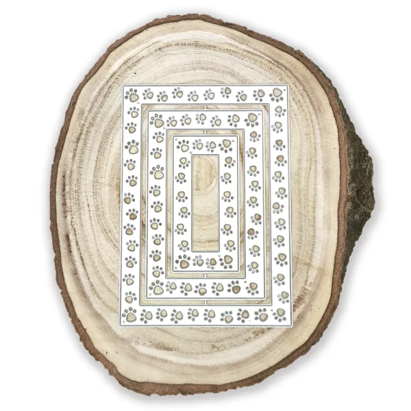 Troquel suaje set de marcos rectangulares con huellas de perro, tamaño 100x140 mm