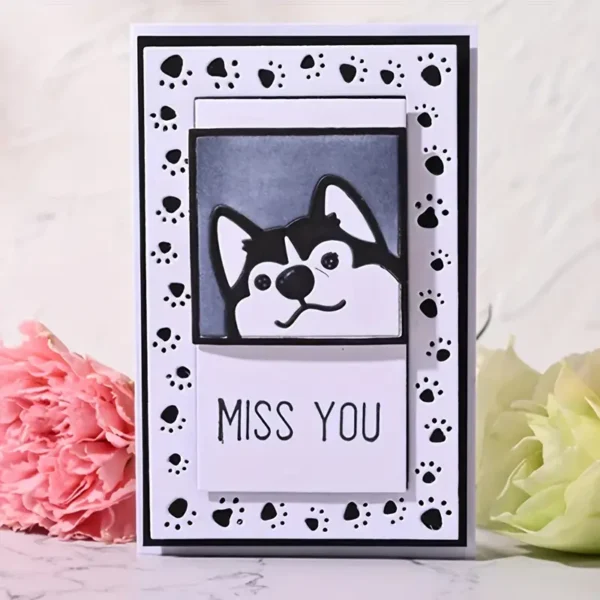 159 troquel suaje marcos rectangulares con borde de huellas de perro ejemplo