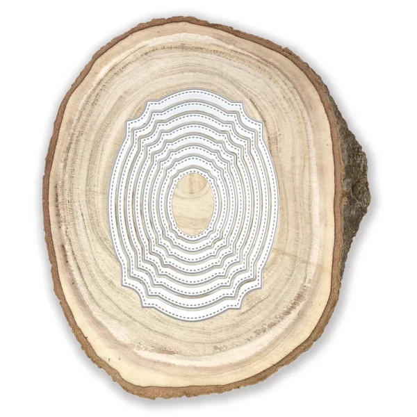 Troquel suaje nido de óvalos con pespunte, tamaño 100x135 mm