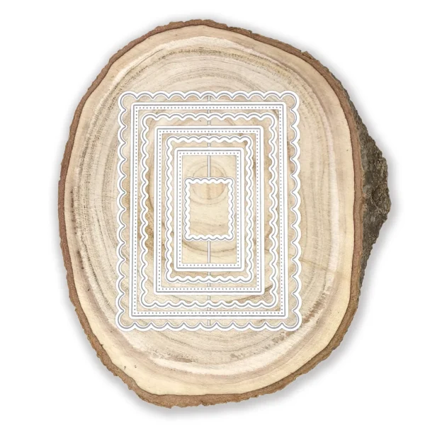 Troquel suaje set de rectángulos festoneados con pespunte, tamaño 105x135 mm