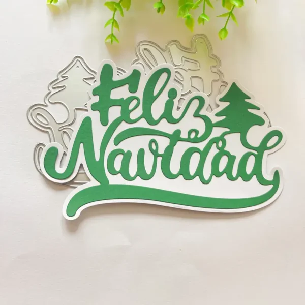 159 troquel suaje texto feliz navidad con doble capa ejemplo