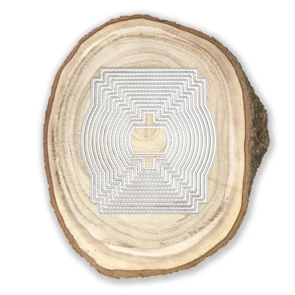 Nido de rectángulos con esquinas curvas y pespunte de 104x123 mm, ideal para marcos y capas