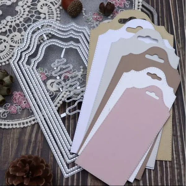 Set de troqueles de etiquetas alargadas de hasta 100x187 mm, ideal para tags y decoraciones