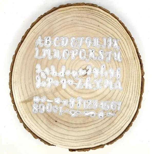 Troquel abecedario mayúsculas y minúsculas con números; tamaño de referencia letra A 15x20 mm; ideal para títulos y nombres; compatible con Big Shot