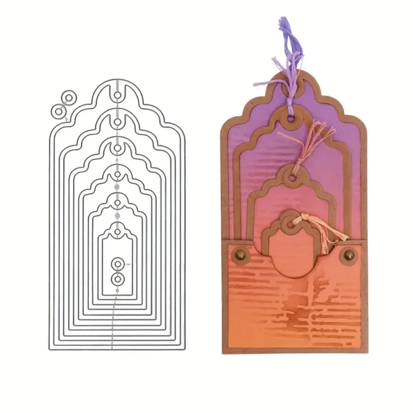 199 troquel suaje nido de etiquetas tags con borde ondulado ejemplo