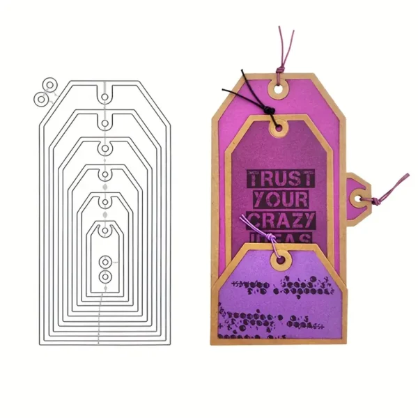 199 troquel suaje nido de etiquetas tags con borde recto ejemplo