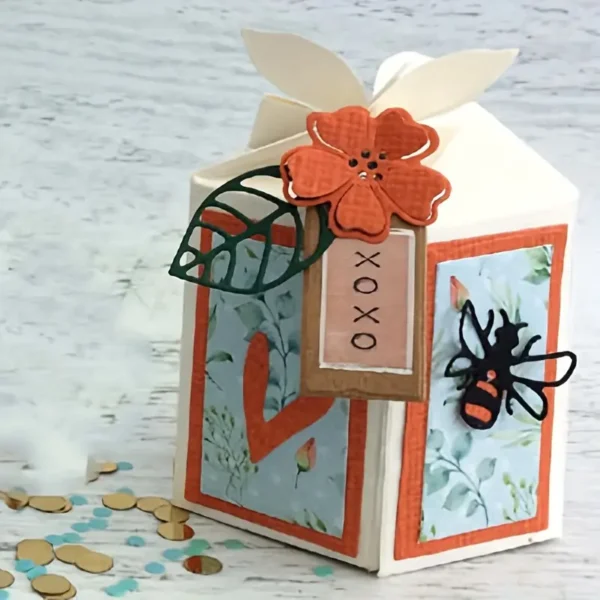 229 troquel suaje caja 3D de 5 lados con decoraciones ejemplo 2