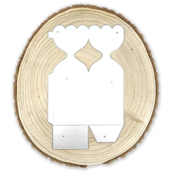 Troquel caja 3D alta estilo golosina o caramelo, caja armada 60×60×160 mm, ideal para dulces y regalos