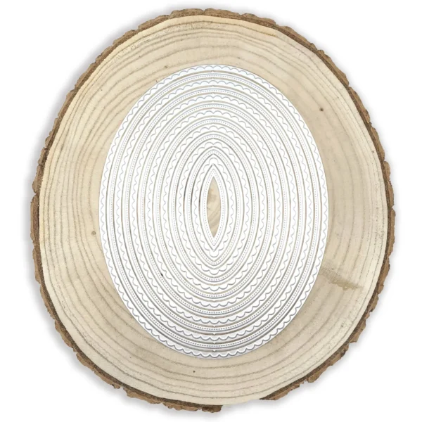 Troquel nido de óvalos festoneados XXL de 200 x 155 mm, ideal para marcos y bases de scrapbook grandes