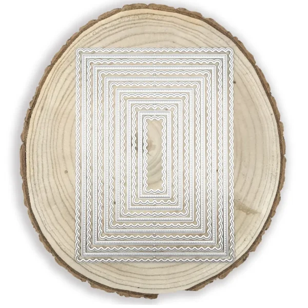 Troquel nido de rectángulos festoneados XXL de 200 x 150 mm, ideal para marcos y fondos de scrapbook