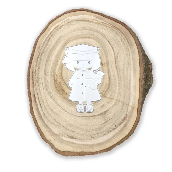 Troquel suaje de niña con toga y birrete 60x100 mm para proyectos de graduación y scrapbook