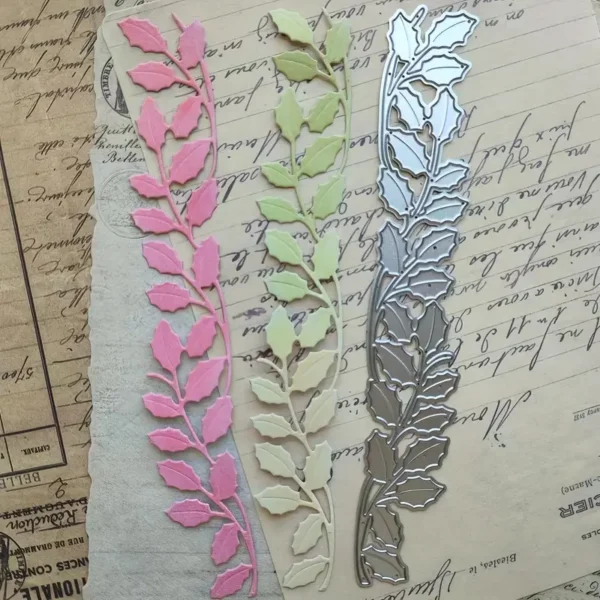 Troquel suaje cenefa de hojas de 24x150 mm para bordes de tarjetas y proyectos de scrapbooking