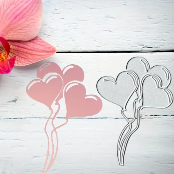Troquel suaje de globos en forma de corazón de 55x80 mm para scrapbook y tarjetería