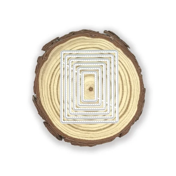 Troquel suaje nido de rectángulos redondeados con pespunte de 54x68 mm para scrapbook y tarjetería