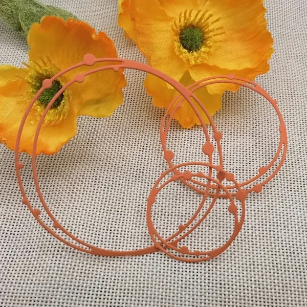 Troquel suaje nido de círculos decorados de 76 mm para marcos y capas en scrapbook