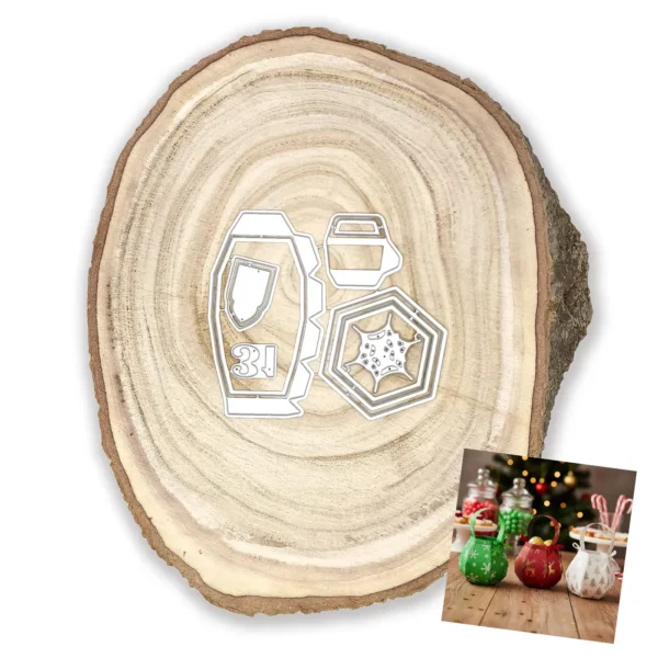 Troquel suaje caja 3D caldero Halloween base 45 mm altura 60 mm