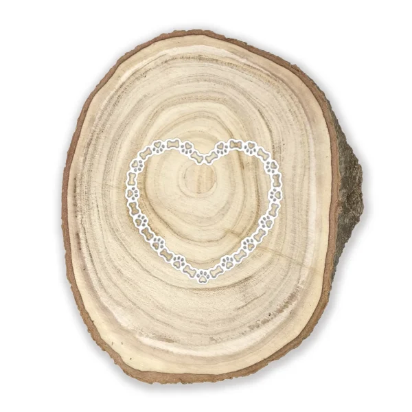 Troquel suaje corazón con huellas de perro y huesos de 100x90 mm