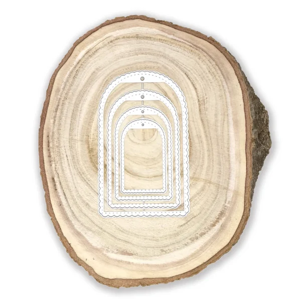 Troquel suaje set de etiquetas de regalo con pespunte y borde ondulado de 75 x 120 mm