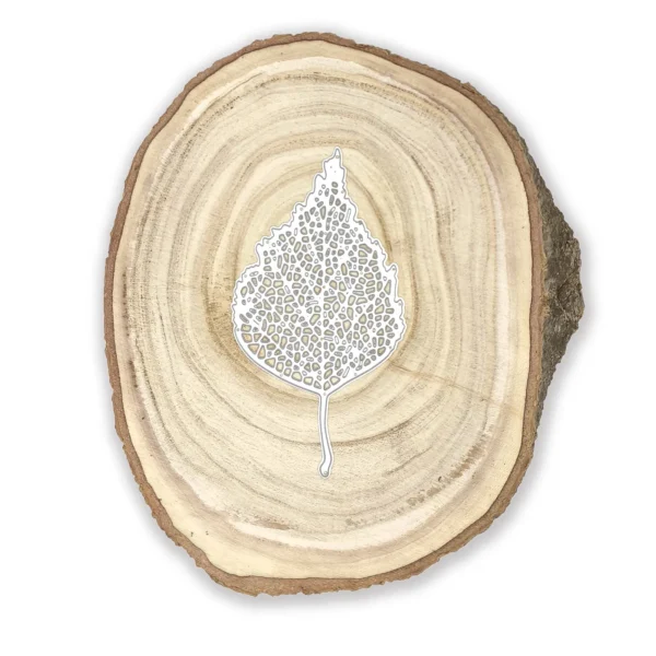 Troquel suaje hoja tropical con ornamentos calados de 68x130 mm