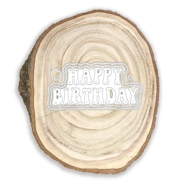 Troquel suaje Happy Birthday con triple capa de 25x65 mm para tarjetas y scrapbook