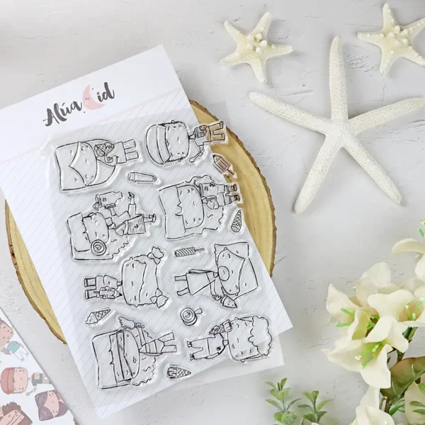 Set de sellos Miko colección Hawaii Alúa Cid scrapbooking La esquinita del scrap México 1