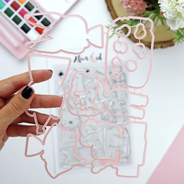 Set de sellos con troquel Mucho que celebrar colección Ohana de fiesta Alúa Cid scrapbooking La esquinita del scrap México 2
