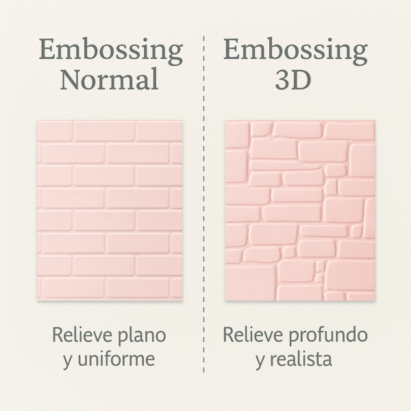 diferencias entre tipos de embossing normal y 3D