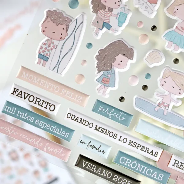 stickers puffy colección Hawaii Alúa Cid scrapbooking La esquinita del scrap México 3