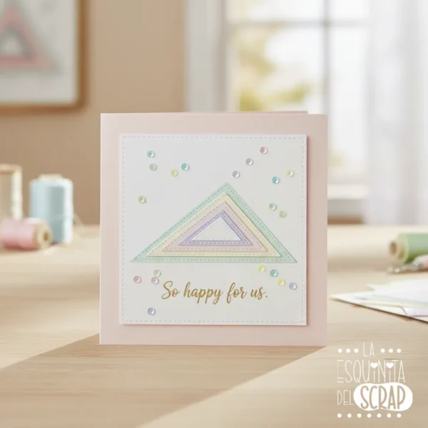 suaje troquel nido de triángulos con pespunte ejemplo