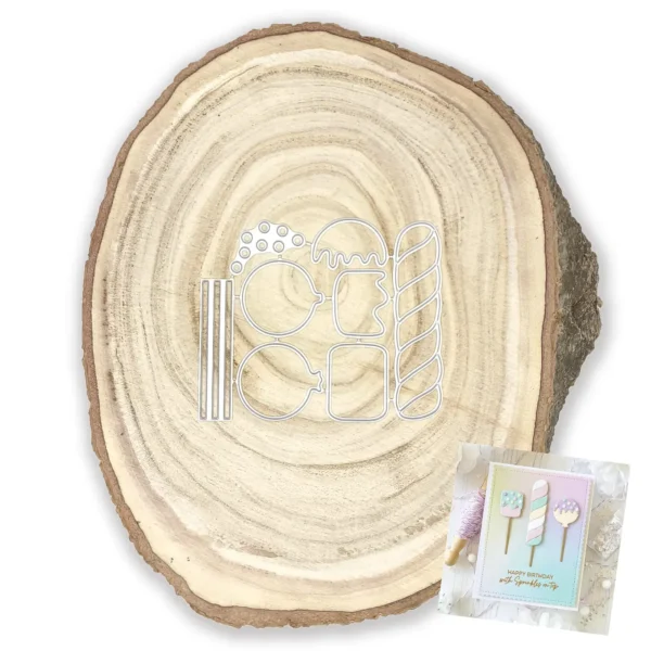 Troquel set de golosinas de 70x15 mm ideal para cumpleaños, fiestas y scrapbooking