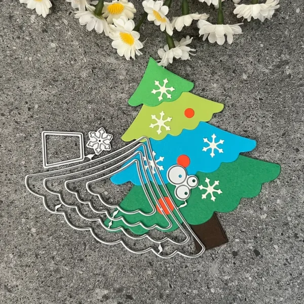 troquel suaje árbol de navidad con capas ejemplo