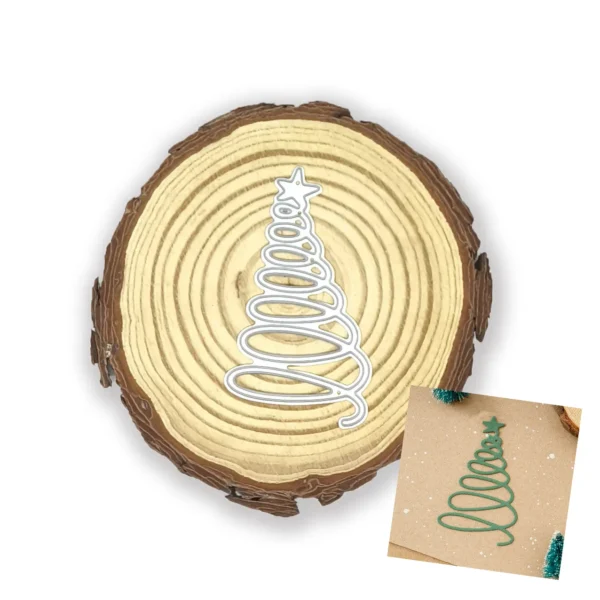 Troquel árbol de Navidad en espiral con estrella 40x75 mm para tarjetas y tags