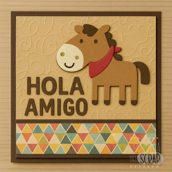 Troquel caballo con pañuelo 50x40 mm para proyectos de granja y fiestas infantiles
