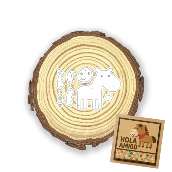 Troquel caballo con pañuelo 50x40 mm para proyectos de granja y fiestas infantiles