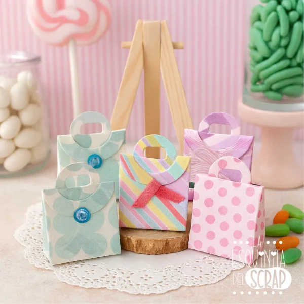 troquel suaje caja 3D bolsa con asa pequeña ejemplo 2