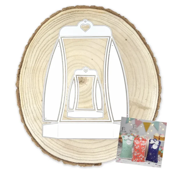 Troquel caja alargada con asa, tamaño montado 90x25x180 mm, ideal para packaging de regalos