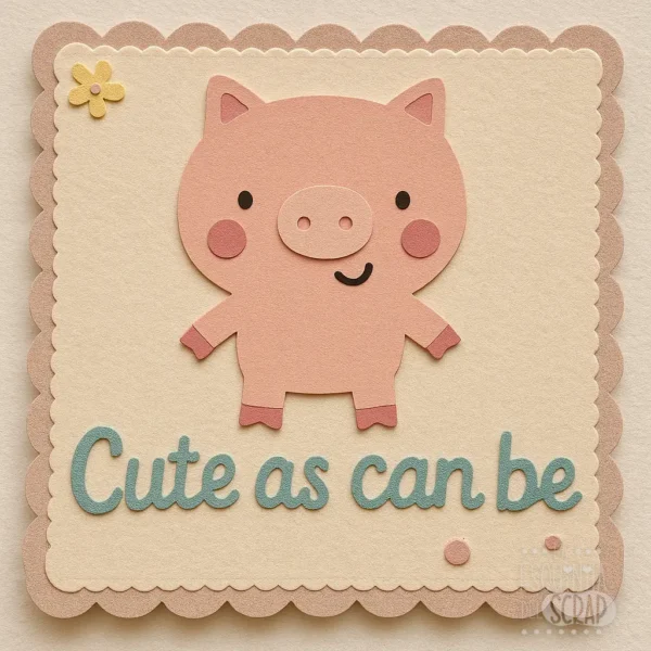 Troquel cerdito kawaii 40x50 mm para proyectos de granja y tarjetas infantiles