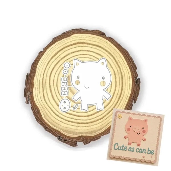 Troquel cerdito kawaii 40x50 mm para proyectos de granja y tarjetas infantiles
