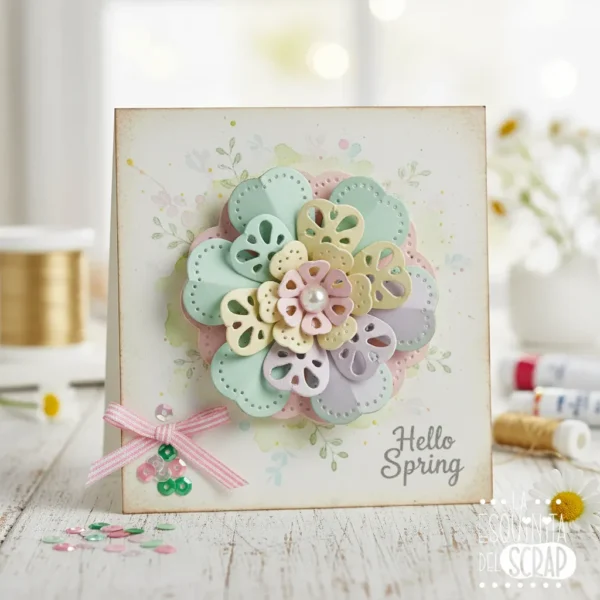 troquel suaje flores 3D primaverales ejemplo