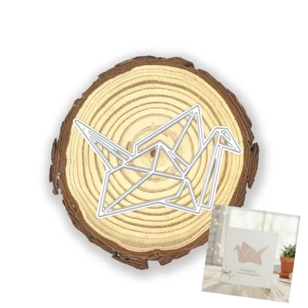 Troquel suaje grulla de origami 93x65 mm para scrapbooking, tarjetería y proyectos minimalistas