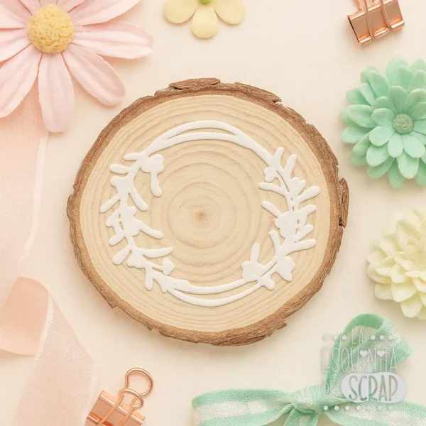 troquel suaje marco círculo con ramas y hojas mod.4 ejemplo