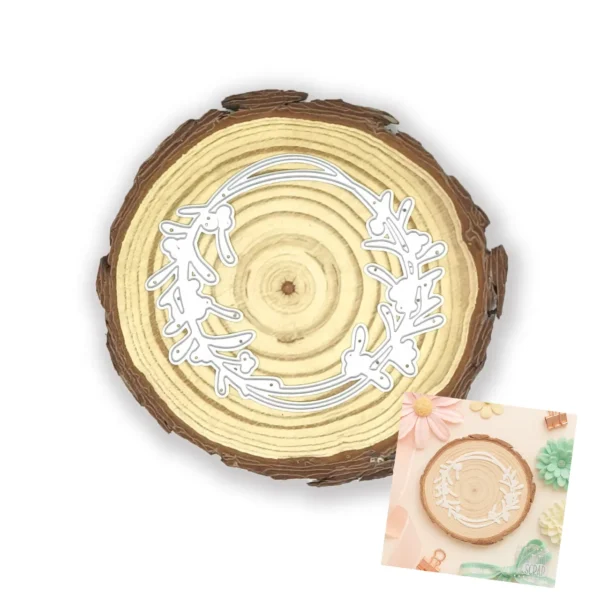 troquel suaje marco círculo con ramas y hojas mod.4 web