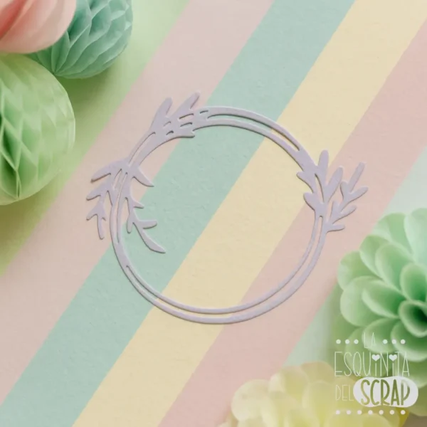 troquel suaje marco círculo con ramas y hojas mod.5 ejemplo