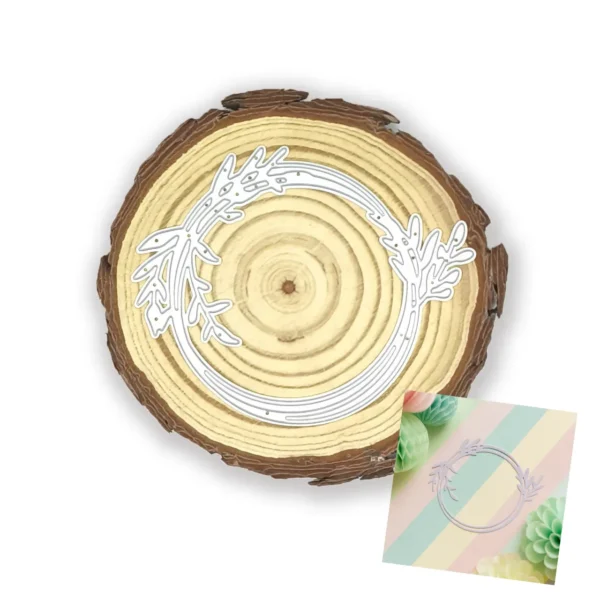 troquel suaje marco círculo con ramas y hojas mod.5 web