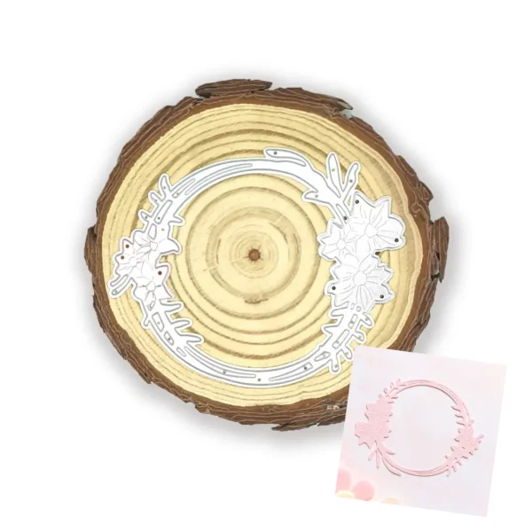 troquel suaje marco círculo con ramas y hojas mod.6 web