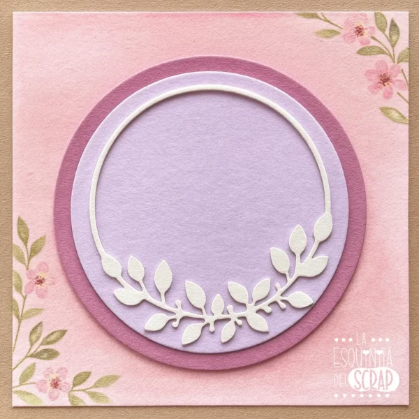 troquel suaje marco de círculo con hojas decorativas ejemplo